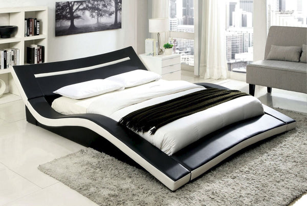 Brando Two Tone Curved Low Profile Leatherette Bed – Classic 2 Modern ...