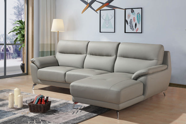 Divani Casa Fortson Modern Grey Eco-Leather Sectional Sofa Right Facin ...