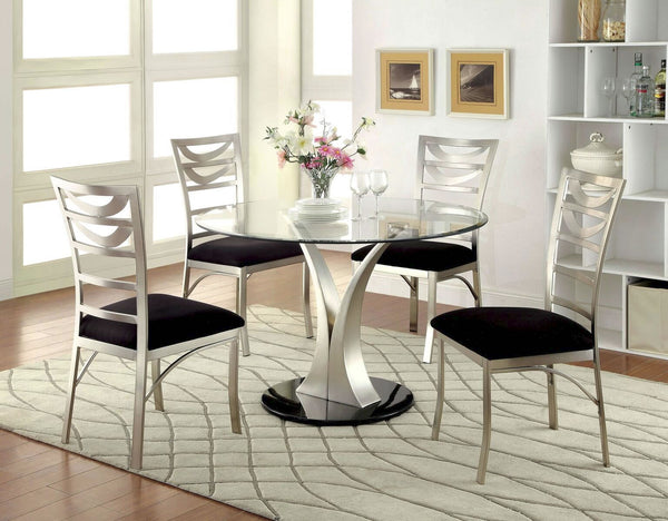 Terra Powder Coated Round Glass Top Dinner Table – Classic 2 Modern ...